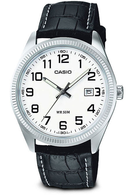 Casio MTP-1302L-7BV Men's Analogue Leather Band with Date Watch Brass Case
