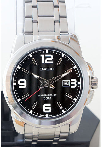 Casio MTP-1314D-1AV Men's Black Stainless Steel Band with Date Neo Display Watch