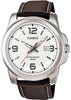 Casio MTP-1314L-7AV Men's White Face Brown Leather Band with Date Display Watch
