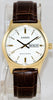 Casio MTP-V003GL-7A Mens Gold White Analog Brown Leather Band Watch New Day Date