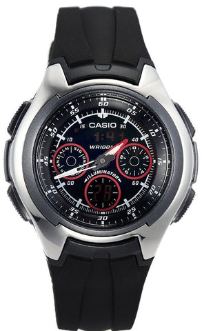 Casio AQ-163W-1B2 Mens World Time Watch Yacht Timer Analog Digital 5 Alarms New