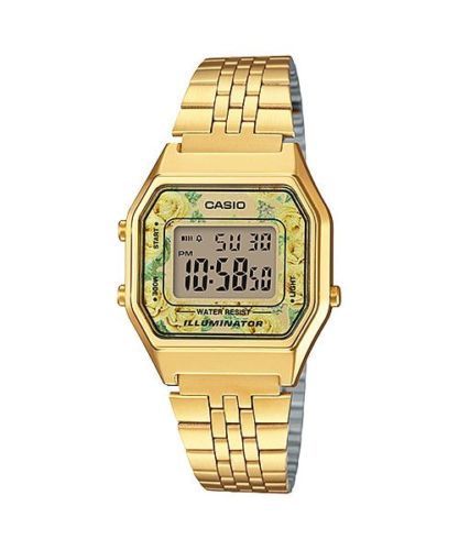 NEWEST Casio LA-680WGA-9C Women Mid-Size Digital Retro Vintage Watch FLORAL GOLD