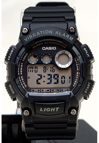 Casio W-735H-1AV Super Illuminator Vibration Alarm 10 Year Battery Black Watch