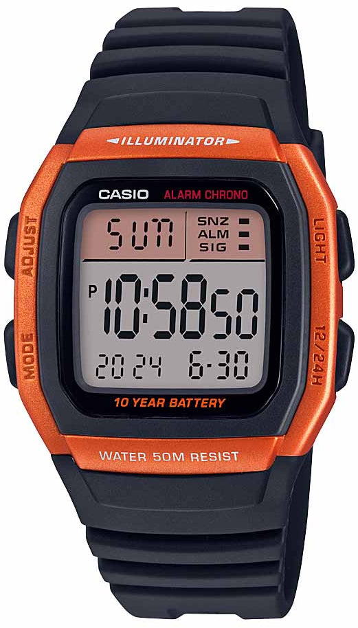 Casio W-96H-4A2V Men's Multifunction Sport Watch Orange 10 Year Battery