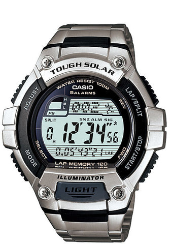 Casio WS-220D-1AV SOLAR POWER Watch Stainless Steel World Time Lap Memory 5 Alarms LED Light