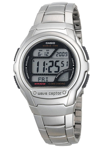 Casio WV-58DA-1A Atomic Digital WAVECEPTOR World Time Steel Band Watch